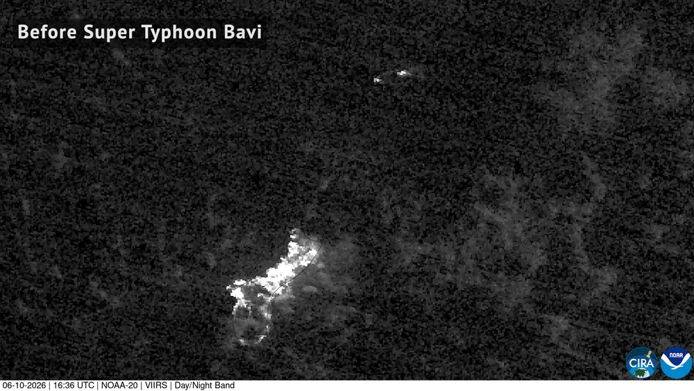 ภาพประกอบ: ภาพถ่ายดาวเทียม NOAA-20 บริเวณแปซิฟิกตะวันตกก่อนไต้ฝุ่นบาวี่ก่อตัว (10 มิ.ย. 2569) — NASA/NOAA CIRA, สาธารณสมบัติ